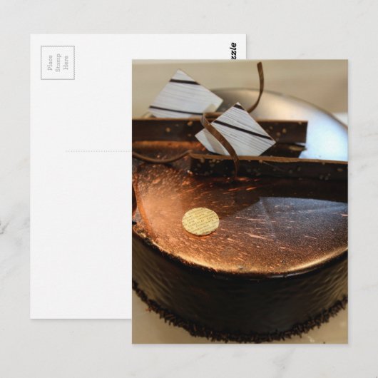 Schokoladenkuchen Postkarte (Vorne/Hinten)