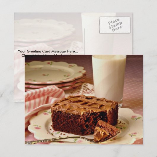 Schokoladenkuchen Postkarte (Vorne/Hinten)
