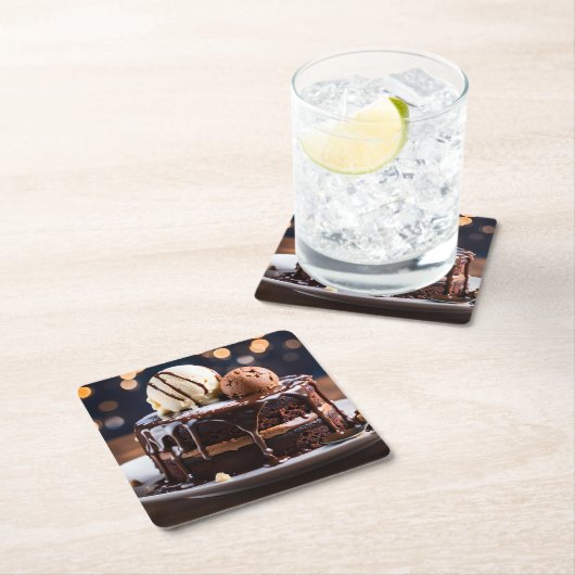 Schokoladenkuchen Rechteckiger Pappuntersetzer (Vor Ort)
