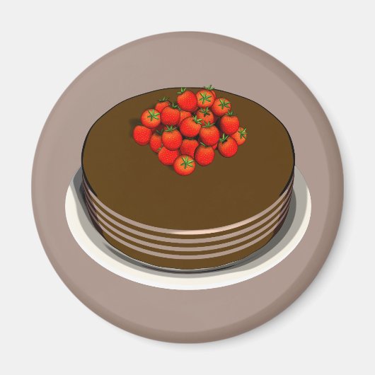 Schokoladenkuchen und Erdbeeren Magnet (Vorne)
