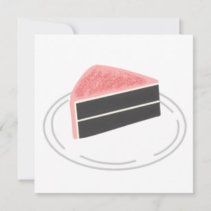 Schokoladenkuchenstück mit rosa Glasur für Bäcker Einladung