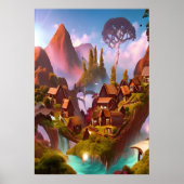 Schokoladenkuppeldorf im Berg | Art der AI Poster (Vorne)