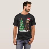 Schokoladenlabrador Weihnachtsbeleuchtung Dekorati T-Shirt (Vorne ganz)