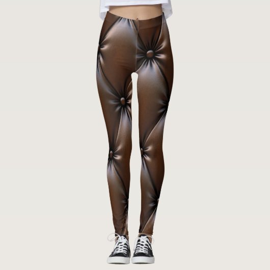 Schokoladenleder: Luxuriöse Upholsterie Leggings (Vorderseite)