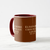 Schokoladenliebhaber Cream Script Personalisierter Tasse (Vorderseite Links)