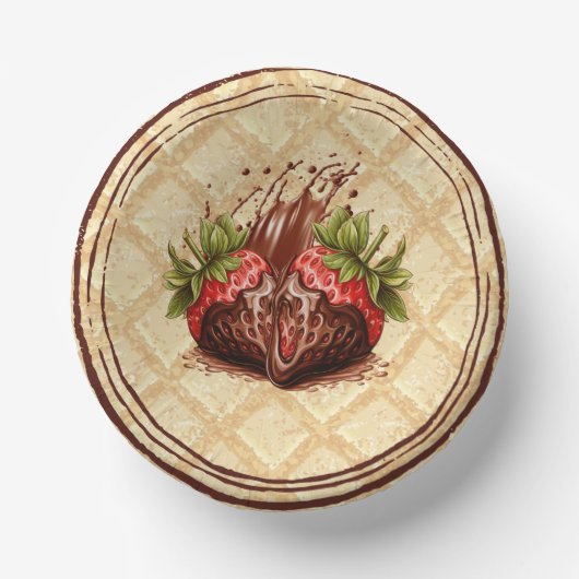 Schokoladenliebhaberschale, Erdbeere mit Schokolad Pappteller (Vorderseite)