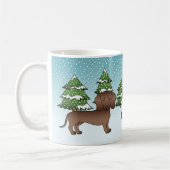 Schokoladenmatte Dackel - Winterwald Kaffeetasse (Links)