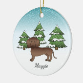 Schokoladenmatte Dackel - Winterwald Keramik Ornament (Links)