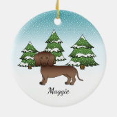 Schokoladenmatte Dackel - Winterwald Keramik Ornament (Hinten)