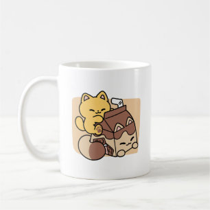 Schokoladenmilch-Trinken im Glück – Kawaii-Katzenf Kaffeetasse