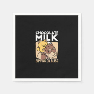 Schokoladenmilch-Trinken im Glück – Kawaii-Katzenf Serviette