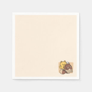 Schokoladenmilch-Trinken im Glück – Kawaii-Katzenf Serviette