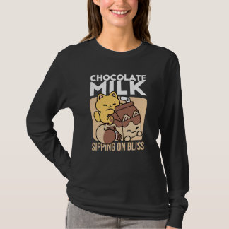 Schokoladenmilch-Trinken im Glück – Kawaii-Katzenf T-Shirt