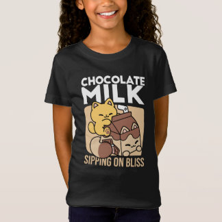 Schokoladenmilch-Trinken im Glück – Kawaii-Katzenf T-Shirt