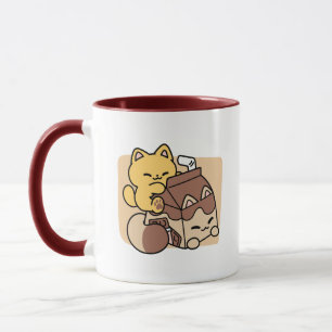 Schokoladenmilch-Trinken im Glück – Kawaii-Katzenf Tasse