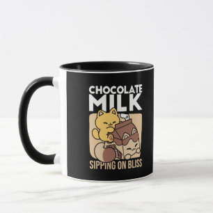 Schokoladenmilch-Trinken im Glück – Kawaii-Katzenf Tasse