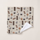 Schokoladenmuster Badhandtuch Set (Waschlappen)