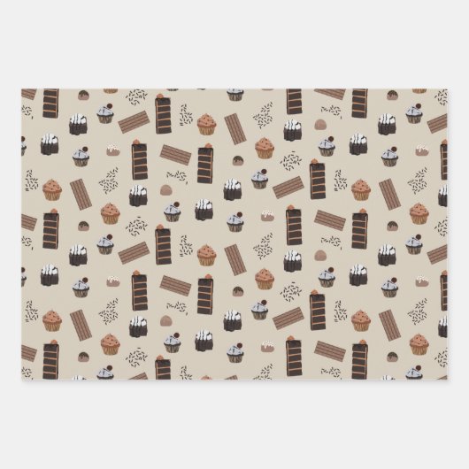 Schokoladenmuster Geschenkpapier Set (Vorderseite 2)