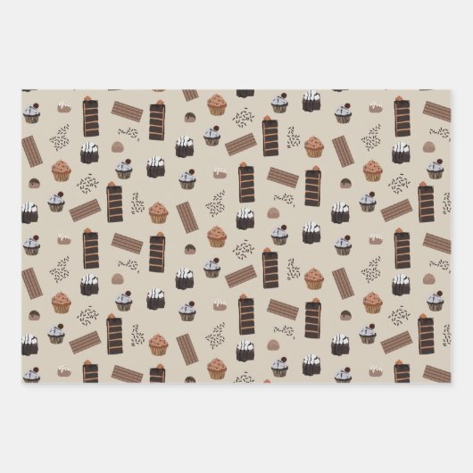 Schokoladenmuster Geschenkpapier Set (Vorderseite)