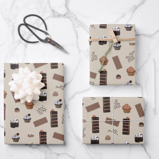 Schokoladenmuster Geschenkpapier Set (Vorderseite)
