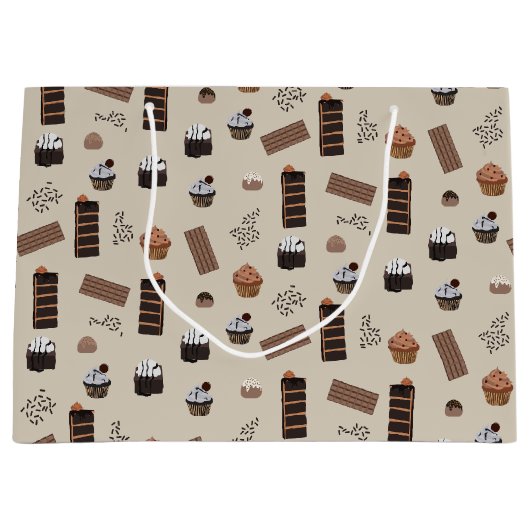 Schokoladenmuster Große Geschenktüte (Vorderseite)