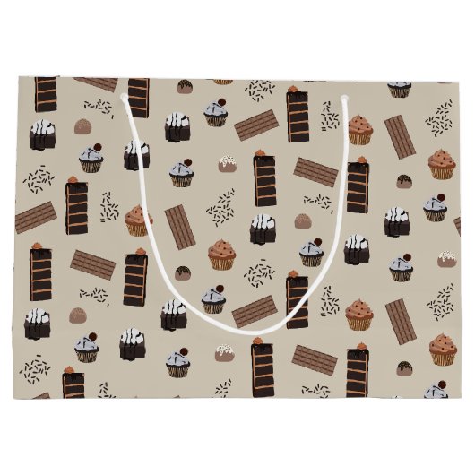 Schokoladenmuster Große Geschenktüte (Rückseite)