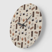 Schokoladenmuster Große Wanduhr (Winkel)