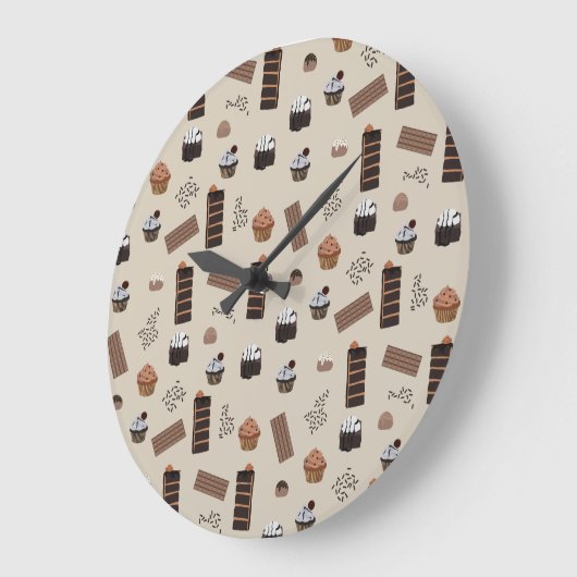 Schokoladenmuster Große Wanduhr (Winkel)