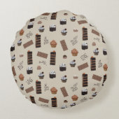 Schokoladenmuster Rundes Kissen (Rückseite)