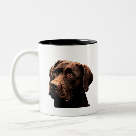 Schokoladenoberfläche Labrador Zweifarbige Tasse (Links)