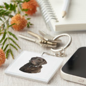 Schokoladenportrait Labrador Foto Schlüsselanhänger (Vorderseite rechts)