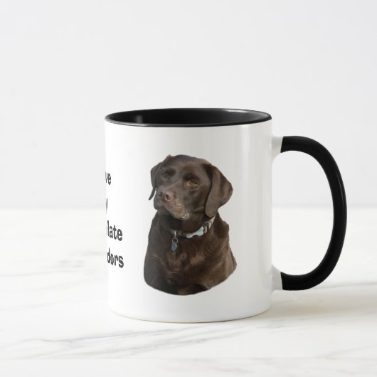 Schokoladenportrait Labrador Foto Tasse (Rechts)