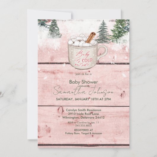 Schokoladenschmuck Es ist kalt draußen rustikal Einladung (Vorderseite)