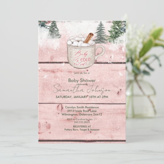 Schokoladenschmuck Es ist kalt draußen rustikal Einladung (Stehend Vorderseite)