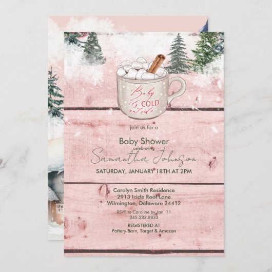 Schokoladenschmuck Es ist kalt draußen rustikal Einladung (Vorne/Hinten)