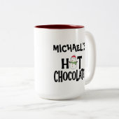 Schokoladenschneemann für Kinder und individuelle Zweifarbige Tasse (VorderseiteRechts)