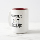 Schokoladenschneemann für Kinder und individuelle  Zweifarbige Tasse (Vorderseite Links)