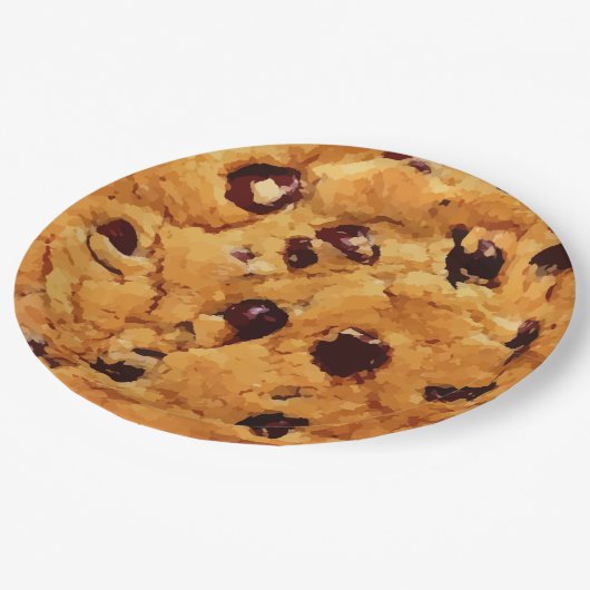 Schokoladensplitter-Plätzchen Pappteller (Schrägansicht)