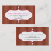 Schokoladenstreifen dekorativ weiß rosa Tafelgebäc Visitenkarte (Vorne/Hinten)