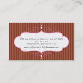 Schokoladenstreifen dekorativ weiß rosa Tafelgebäc Visitenkarte (Rückseite)