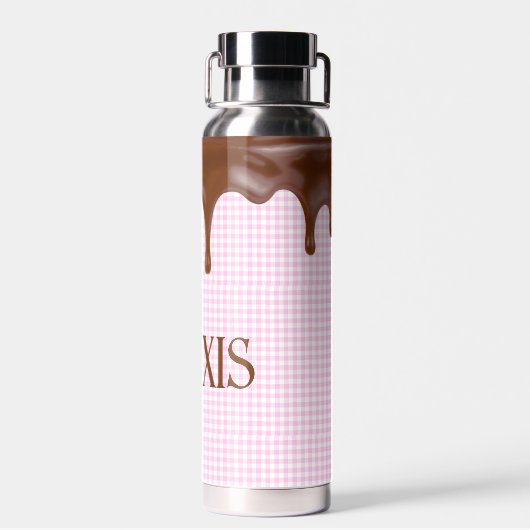 Schokoladentrocknung auf Gingham Trinkflasche (Rückseite)