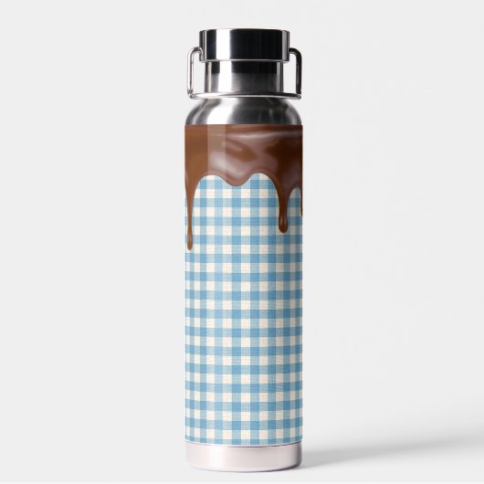 Schokoladentrocknung auf Gingham Trinkflasche (Rückseite)