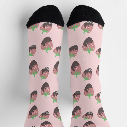 Schokoladenüberzogene Erdbeeren Rosa Obst Socken (Oben)