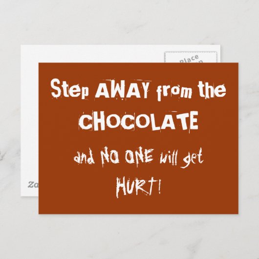 Schokoladenwarnung Postkarte (Vorne/Hinten)