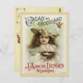 Schokoladenwerbung mit dem kleinen Mädchen und dem Postkarte (Vorne/Hinten)