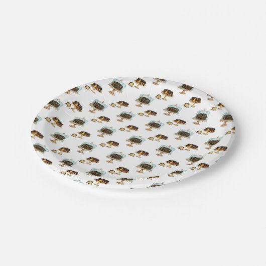 Schokoladenzeitmuster Pappteller (Schrägansicht)