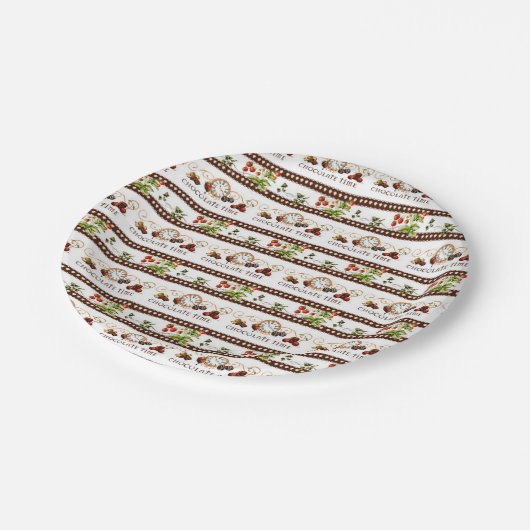 Schokoladenzeitmuster Pappteller (Schrägansicht)