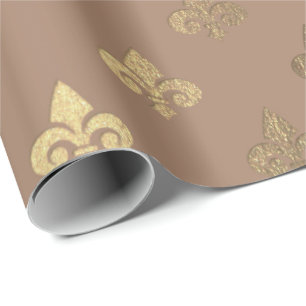 Schokoladesepia-Goldmetallische Lilie Geschenkpapier