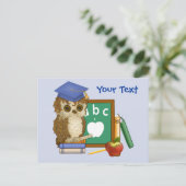 Scholar Owl Postkarte (Stehend Vorderseite)