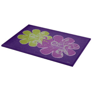 Scholls und Blumen (lila/Limon) Schneidebrett